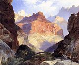 Thomas Moran Canvas Paintings - Under the Red Wall,Grand Canyon of Arizona